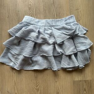 Derek Lam 10 Crosby Blue ruffled mini skirt silk size 0, girly layered spring